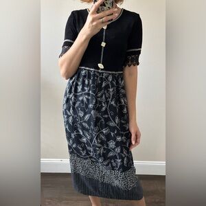 Molly Malloy vintage 90’s floral midi dress black size S